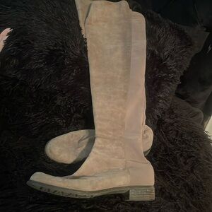 Stuart weitzman taupe stretch over the knee boot